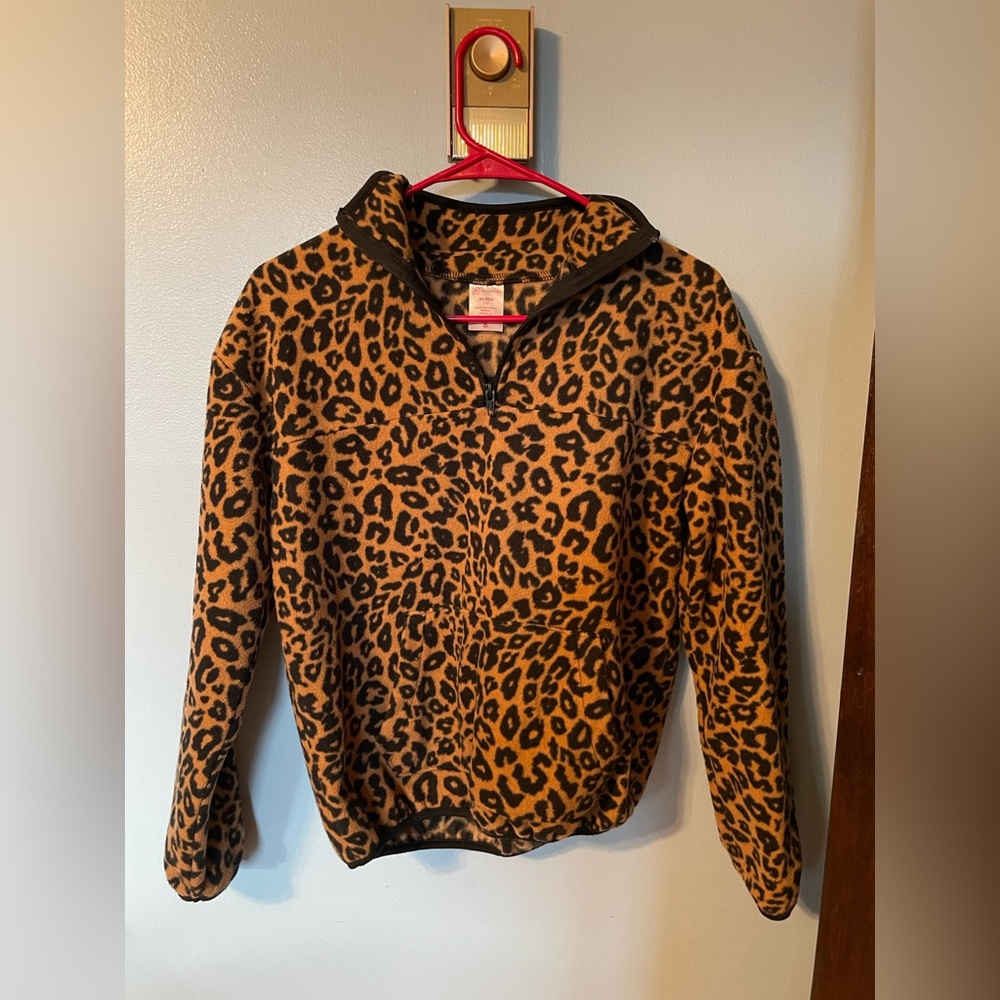 NoBoundaires leopard print quarter zip